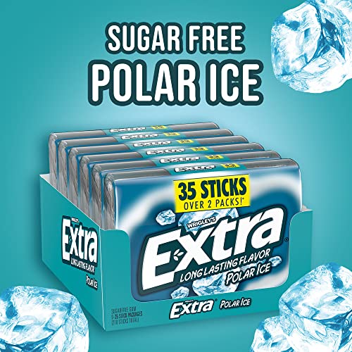 EXTRA Polar Ice Sugar Free Chewing Gum, Party Favors, Gum Packs Bulk, Breath Fresheners, 35 Ct (6 Pack)