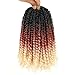 Leeven 12 Inch Passion Twist Crochet Hair 8 Packs Blonde Pre Twisted Passion Twist 3 Tone Ombre Pre Looped Bomb Twist Bohemian Short Curly Synthetic Braiding Hair for Women #1B/27/613