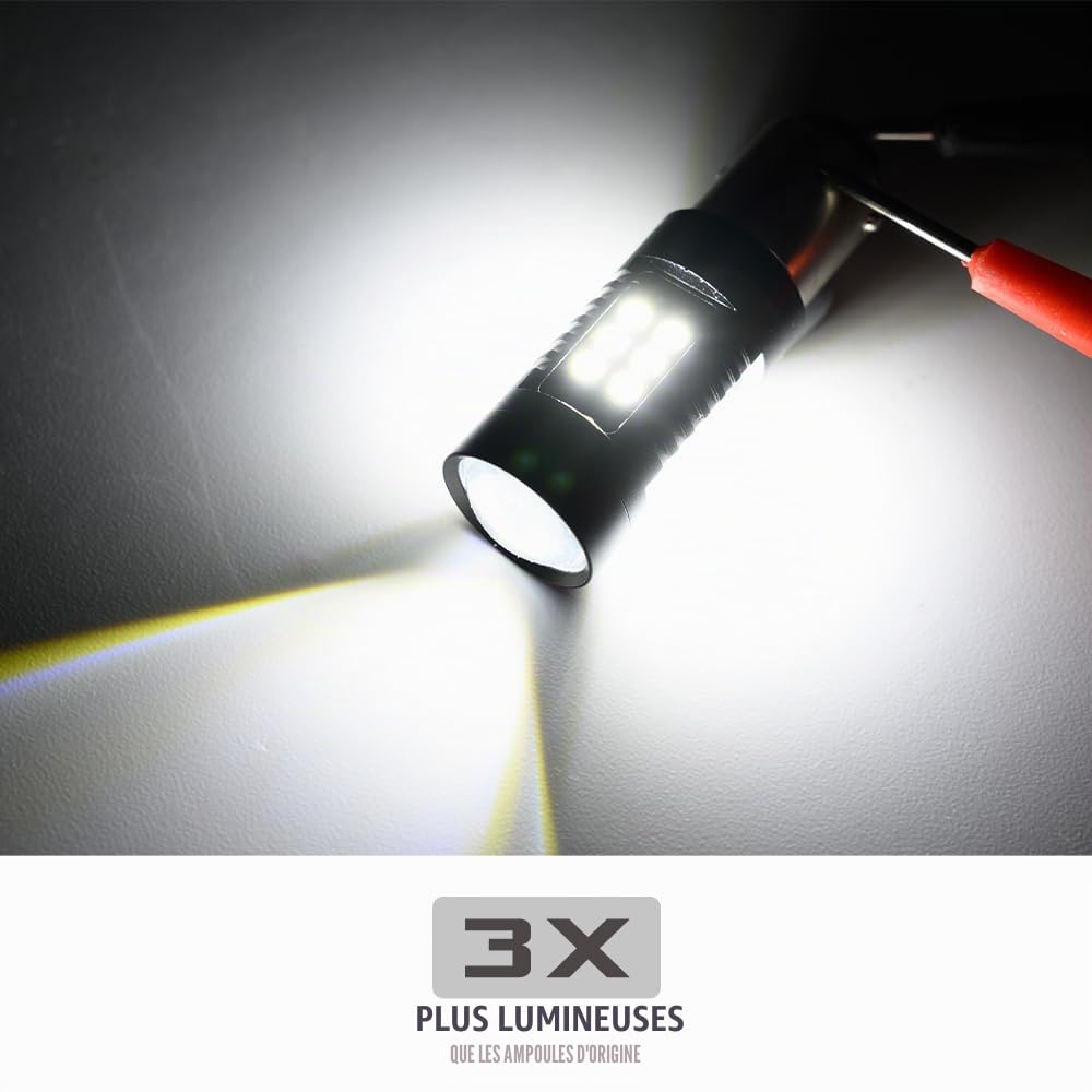 LED Drl Feux de jour Ampoules pour Jee.p Renegade (BU,Bi) 2014- Paire de 21 LED P21W BAY15D Lumière du jour, Drl Lumières allumées toute la journée P21/5W feuxLed Lumière de stationnement