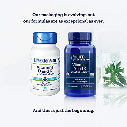 Life Extension Vitamins D and K with SeaIodine 60 Capsules (2pack