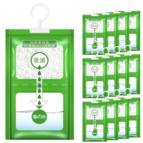 POWZOO 12 Pack x 100g (2,5 kg) Bolsas Antihumedad Armarios,Absorbentes de Humedad para Colgar,Deshumidificadores Armarios,Ideal para Eliminar Humedad, Prevenir Moho y Olores.