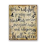 NFGGRF Cuando Brujas IR Montar Signo Impresiones Halloween Decoracion De Miedo Halloween Signo Vintage Póster Lienzo Pinturas Cuadro Pared Decoracion 30x40cm / Sin Marco
