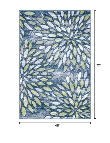 Tapete Moderna Floral 185x124 cm Azul miniatura 2