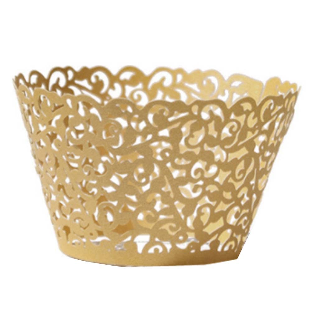 RELAND SUN 25pcs Cupcake Wrappers Artistic Cake Paper Filigree Little Vine Lace Muffin Case Trays for Wedding Party Birthday Decoration (Mikin)