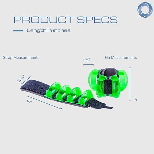Miniatura 8 de Aqualogix Juego de aletas híbridas de entrenamiento acuático de baja resistencia, color verde, puños acuáticos, guía de inicio rápido, pesas para