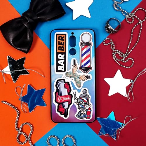 BulbaCraft 100Pcs Barber Stickers, Barbershop Stickers for Water Bottle & Laptop Decals - Barber Party Supplies, Barbershop Accessories, Decorations & Supplies, Gifts for Women & Men