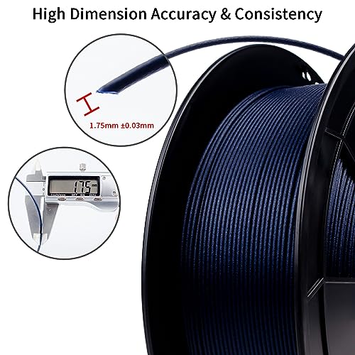 Image of ZIRO Carbon Fiber PLA Filament 1.75mm, Tough CF-PLA 3D Printer Filament, Reinforced Material 0.8KG, 15% Carbon Fiber Contained, Fits for Almost All FDM 3D Printers, 1.76lbs, Navy Blue