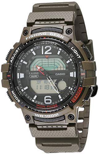 Casio Men's Fishing Timer Quartz Watch with Resin Strap, Green, 24.1 (Model: WSC-1250H-3AVCF)