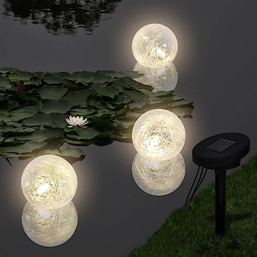 HXUHUWS Enhance Your Outdoor Oasis with Solar Bowl LED Floating Ball Light Set, Durable Waterproof Design for Pool and Pond, 3.7 Inch