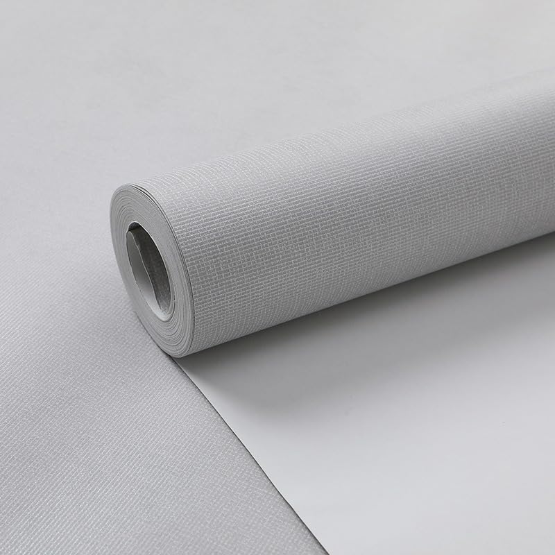 Tarwanear Plain Grey Wallpaper for Bedroom Thick Light Grey Bedroom Wallpaper with Faux Linen Textured Matte Plain Pattern Look Like Fabric Wall Paper for Adults Kids Teenager Room Feature Wall — image 1
