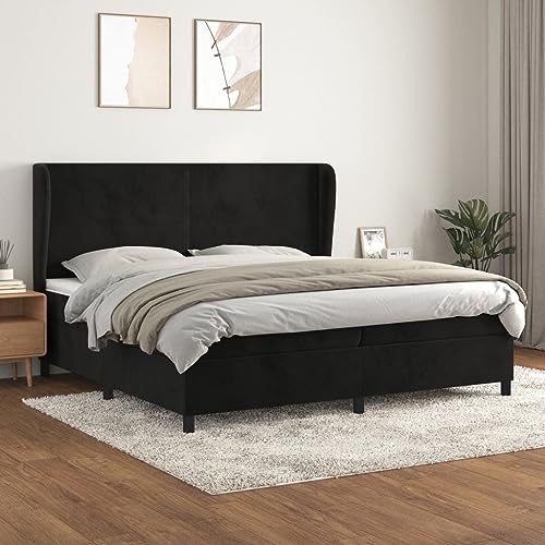 Seniorenbett Gästebetten,Boxspringbett mit Matratze Schwarz 200x200 cm Samt