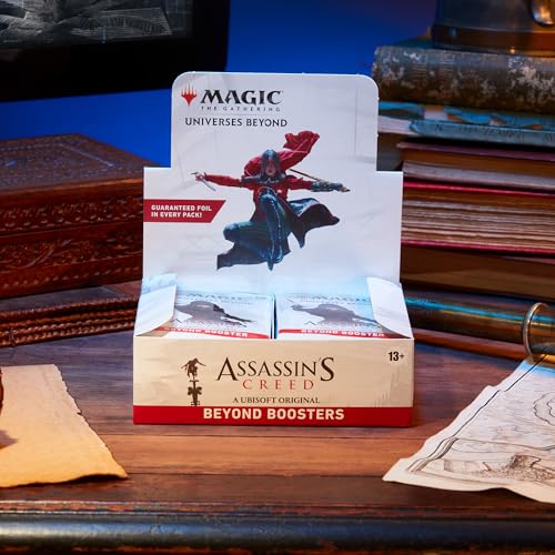 magic the gathering - assassins creed beyond booster box  24 beyond boosters 7 cards in each pack  collectible trading card game for ages 13