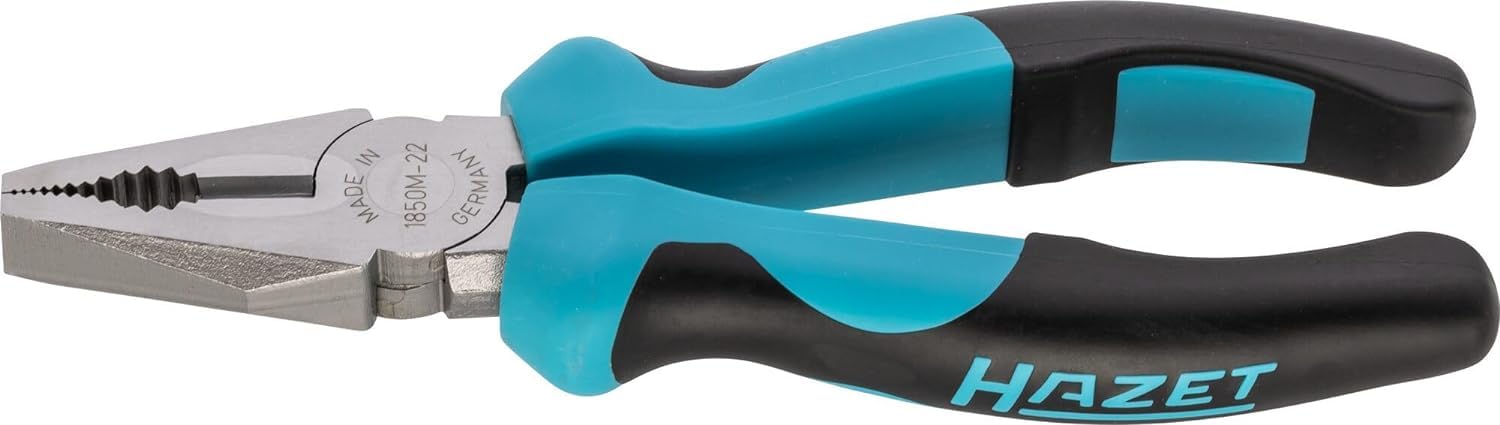 HAZET Kombinationszange 1850M-22 I Induktiv gehärtete Schneiden (Härte: 60 HRC) I Ergonomischer 2-Komponenten-Griff I Für präzises Schneiden von Materialien