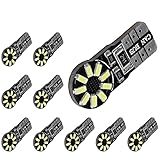 Jtech 10x T10 18-SMD CANBUS LED Xenon White 194 168 2825 W5W Replacement Bulb for Car License Plate
