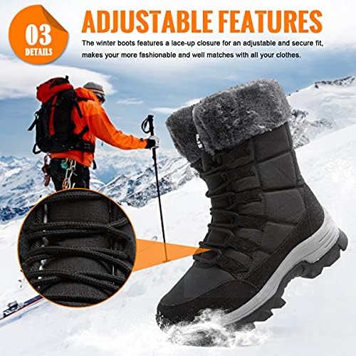 Womens Snow Boots Winter Fur Lined Waterproof Walking Boots Lightweight Outdoor Ankle Boots Ladies Warm Shoes Anti-Slip Mid Calf Boots | Image 4