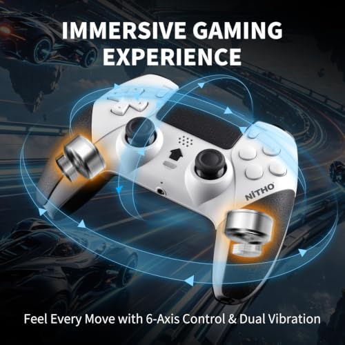 Image of NITHO EVOLUTION Wireless Controller for PS5 /PC /iOS /Android, Gamepad with Hall Effect Triggers and Sticks, Touchpad, Programmable Back Buttons, Turbo Function, Dual Vibration, 6-Axis Motion and 3.5 mm Audio Jack