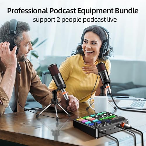 PUPGSIS Audio Mixer & XLR Mic Bundle for Podcasts & Live Streaming