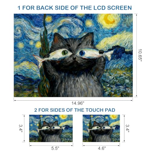 Image of DINKY Laptop Skin Sticker Decal 15.6 inch 15.4 inch 12 inch 13 inch 13.3 inch 14 inch 15 inch Laptop Universal Vinyl Skin Stickers Cover Art Decal Notebook PC Personalized Protector, Blue Starry Sky Cat Fish