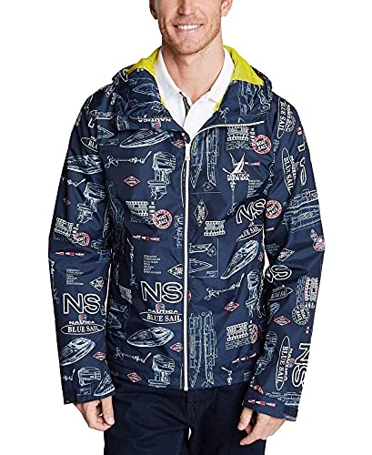 Nautica Mens Sail Graphic Full-Zip Hooded Jacket (Blue, M)