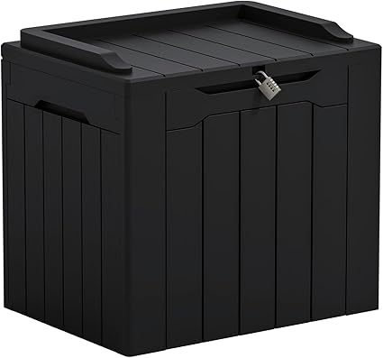 Greesum Outdoor Storage Box 31 Gallon Storage Box with Lid for Patio Furniture, Garden Tools, Pool Supplies, Waterproof and UV Resistant, Lockable, Dark Black