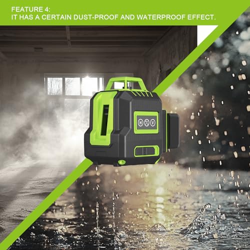 Image of Weiddw Laser Level with Tripod，360 Self Leveling Cross Line Laser- Green Horizontal Line for Picture Hanging Construction, Floor Tile, 2400 mah battery *2, can be standby for 10 times, cycle charging