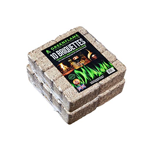 New GreenFlame ECO Briquettes - Extra Dry Fuel for Wood Burners, Stoves & Pizza Ovens. Made in The UK - Eco Friendly - Quality Assured - Free UK Delivery (Pack of 20)