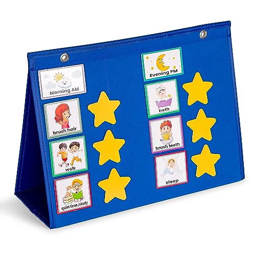 Large Visual Schedule for Kids with Autism - Morning Bedtime Routine Daily Calendar for Kids with 72 Activity, 10 Blank Cards & 15 Stars- Wall Communication Chore Chart Responsibility Planner - Image 7