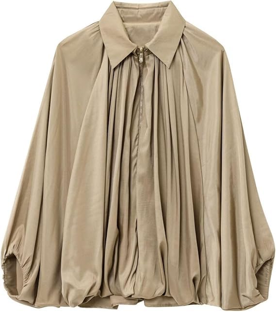 Women's Puffed Bomber Jacket Oversized Streetwear Front Zip Oversized Shirts Casual Jackets for Women Trendy