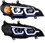 2PCS Headlight Assemblies For BMW X5 2007-2013 Bi-Xenon Lens Projector Double Beam Xenon HID KIT With LED Daytime Running Lights