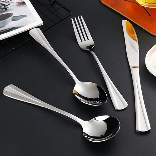 Miniatura 4 de Juego de cubiertos de 40 piezas para 10 cubiertos de acero inoxidable de alta calidad juego de cubiertos modernos de diseño ergonómico cuchillos