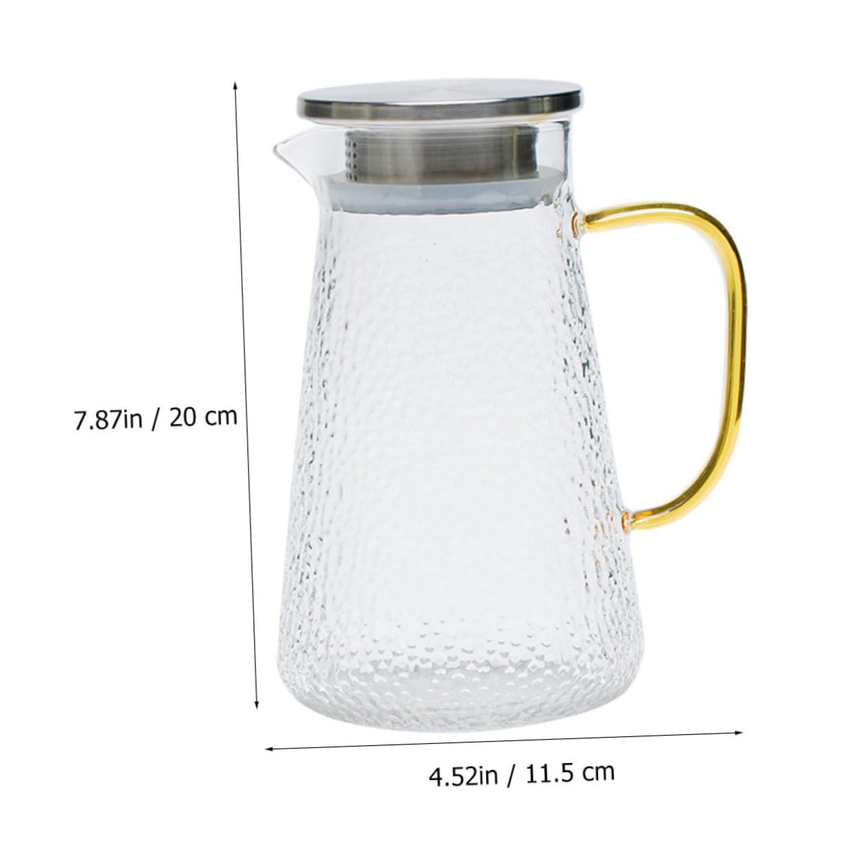 Jarra de Vidrio Delicada Multifuncional y Fácil de Almacenar Tapa de Acero Inoxidable de 1300ml Resistente para Agua Fría y Cerveza Adecuado para Picnics y Fiestas