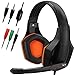 Gaming Headset, DLAND 3.5mm Wired Basse Bruit stéréo Isolation Gaming Casque avec Micro pour Ordinateur Portable, téléphone Portable, PS4 et contrôle du Volume afin on- (Noir et Orange)