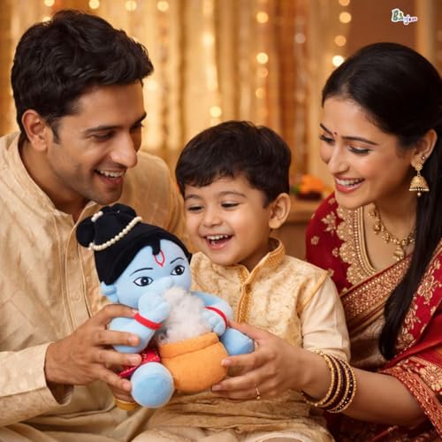 Image of Soft Toy Idol - 25 CM Plush Lord Krishna Doll for Kids | Cuddly Religious Stuffed Toy | Soft Plush Toy for Boys & Girls (Multicolour)