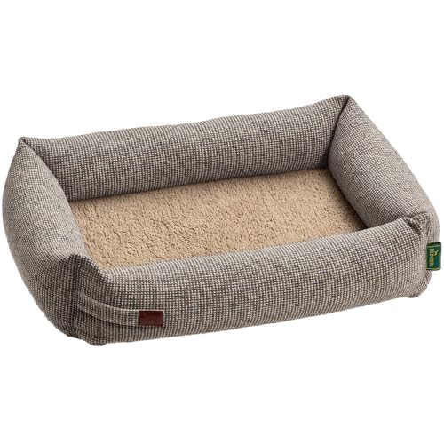 HUNTER Orthopädisches/Ergonomisches Hundesofa TROSA, orthopädisch mit Memoryschaum, recycelte Materialien, Strukturstoff & Teddyplüsch, Bezug abnehmbar, Farbe: beige, Größe: L
