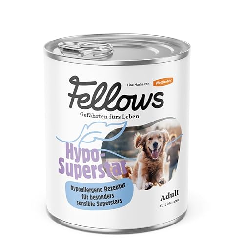 Fellows Hypo-Superstar Nassfutter für Hunde – Hypoallergenes Hundenassfutter ohne Getreide, Monoprotein Insekten, für Allergiker (800 g (6er Pack))