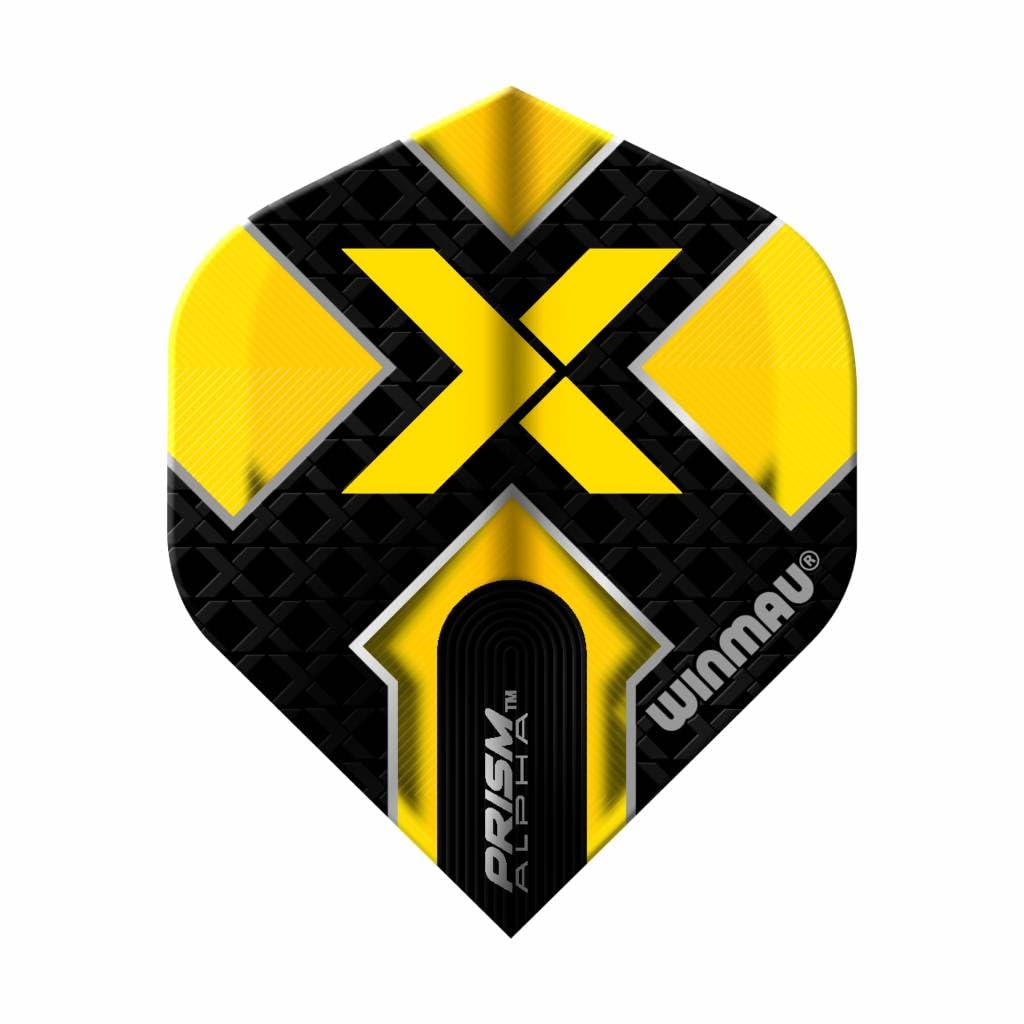 WINMAU Prism Alpha Black & Yellow Extra Thick Dart Flights - 1 set per pack (3 flights in total)
