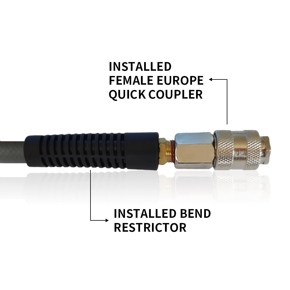 PVC/Rubber Hybrid Air Hose Grey with 1/4" Europe Steel Quick Coupler and Plug Fittings, 10m Length, 10 meters - Image 3