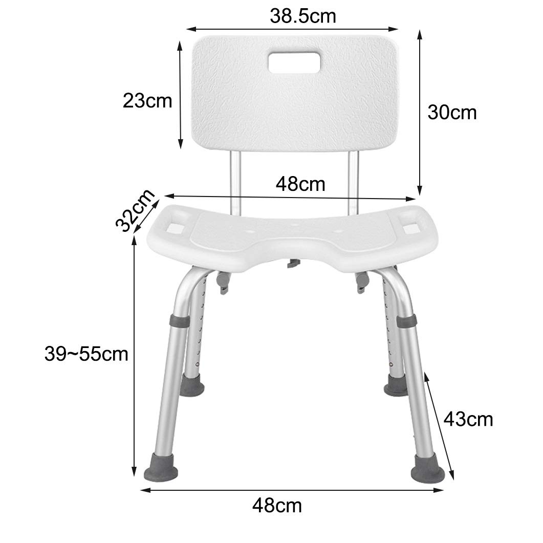 Taburete de Ducha 150 kg, Asiento for el baño con Respaldo, Sillas de Ducha y bañera Asiento Bancos for Ancianos, discapacitados, Ajustable Hight Antideslizante de diseño, Blanco
