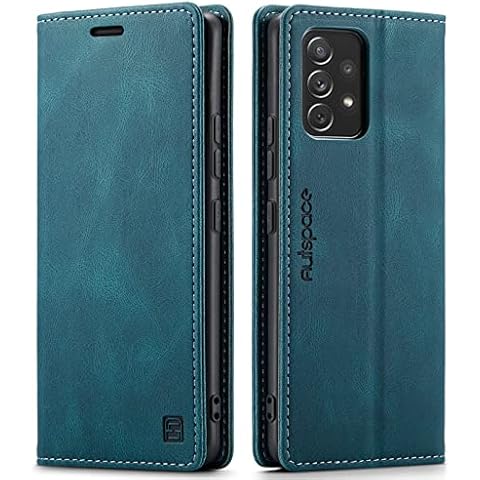 LOLFZ Wallet Case for Samsung Galaxy A53 5G, Magnetic Flip Leather Case with RFID Block Card Slots Kickstand Shockproof Protective Cover Compatible with Galaxy A53 5G - Blue Cover