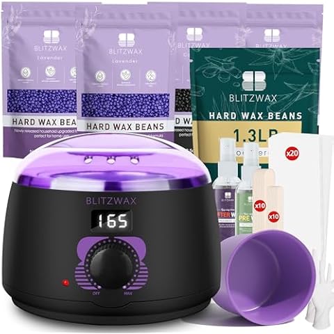 BLITZWAX Digital Wax Machine Hair Removal Waxing Kit with 1.3lbs Aloe Vera Wax Beans for Women Men, Hard Wax Beads Kit for Sensitive Skin/Eyebrow/Body/Brazilian/Armpit - Ideal for Home Salon Waxing Cover