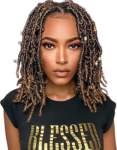 TWISTYLER Butterfly Locs Crochet Hair Braids 12 inch Pre Looped Locks Distressed Look, Strawberry Blonde Ombre (M1BT27, Pack of 6)