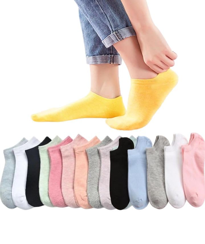 Trendy Women's Ankel length Socks, Low Cut Ankle Length, Non-Slip Athletic Liner, Pack of 10, Multicolour (Girls ankel sockes pack of 10_tm)-picture-30
