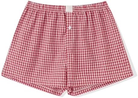 Y2k Women Pajamas Shorts Low Rise Pj Sleep Shorts Plaid Boxer Sleeping Shorts Sleepwear Micro Bottoms Lounge Shorts