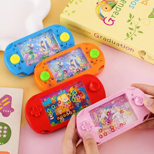 Image of SHAKTISM Classic Handheld Water Ring Toss Game for Kids & Adults Nostalgic Press Button Water Game Machine Portable Plastic Retro Ring Toss Toy Travel Fun Puzzle Toy for Children- 1Pc (Excavator Red)