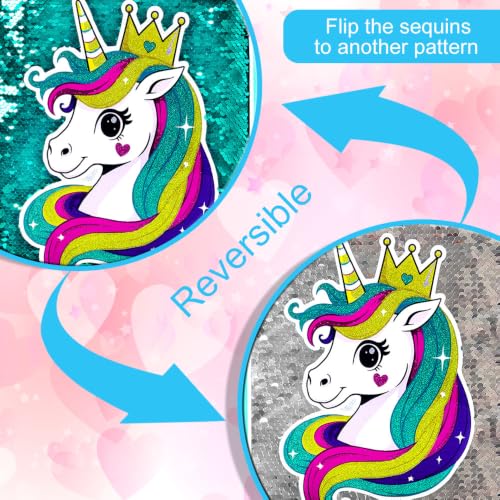 Image of CCJPX 16 inch Unicorn Backpack for Girls, 3Pcs Kids Sequin Bookbag with Lunch Box, Water Resistant Elementary School Bag for Kindergarten Preschool Toddler (Green)