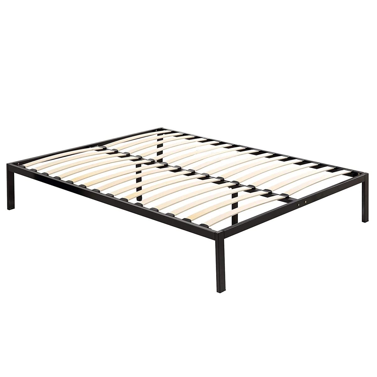 Mon Mobilier Design BASI Sommier à Lattes avec Pieds en Acier Robuste 180X200 cm Noir