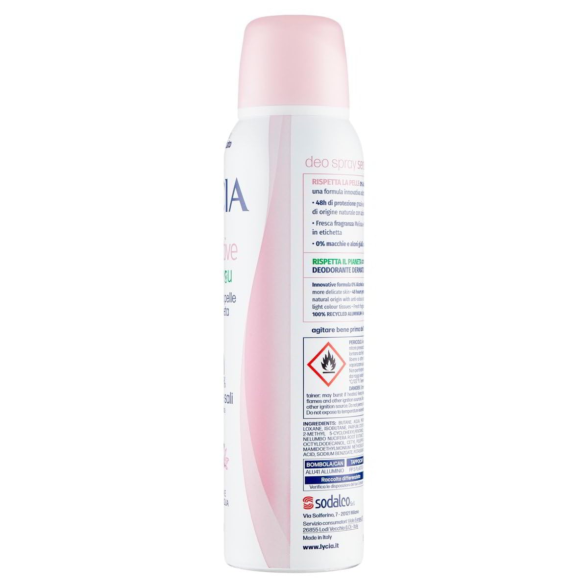 12x Lycia Deodorante Spray Sensitive Me&You,Deodorant 0% Alkohol,0% Aluminiumsalze - Deo 150ml + Beni Culinari Kostenloser Schlüsselanhänger