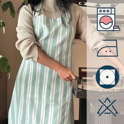 Image of Oak & Lily 100% Cotton Kitchen Apron | Fully washable with large front pocket | European quality | Made for Indian sizes