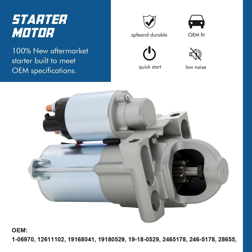 TOPSCOPE 410-12377 Starter Compatible with Chevy Avalanche Colorado Express Vans Silverado 1500 2500 3500 Tahoe, Hummer H3 5.3L, GMC Savana 4.8L 5.3L with OE 8000215, 12611102, 19168041 323-1662