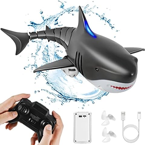 Kiztoys&1 Remote Control Shark Toy Scale High Simulation Shark Shark for Swimming Pool Bathroom Great Gift RC Boat Toys for 5+ Year Old Boys and Girls Cover